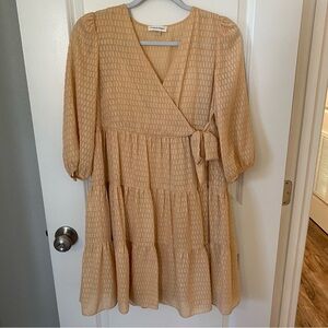 Calvin Klein Tan Long Sleeve Dress